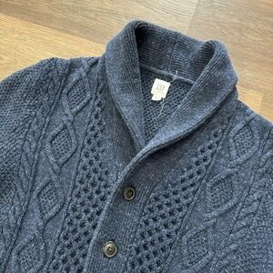 Gap Blue Cable Knit Chunky Cardigan Men's Sz L Fisherman Classic